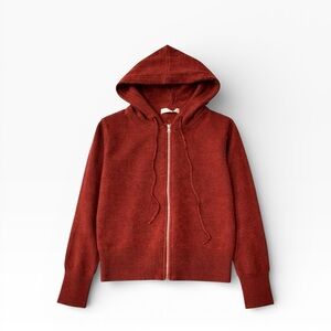 Zenana Rust Zip Up Hoodie Sweater Size Large | Cozy Knit Fall Jacket